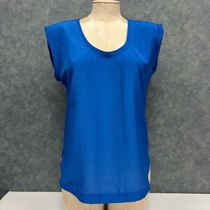 J.Crew Factory Sleeveless Top Royal‎ Blue Blouse Casual Career Polyester Size 4